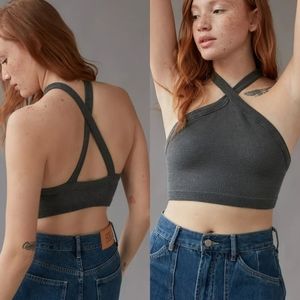 Uo Emilia seamless y strappy back gray grey top